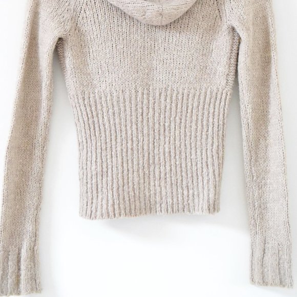 FREE PEOPLE Tan Klara Wool Cable Knit Embroidered Trim Button Cardigan | Size XS - Picture 7 of 11